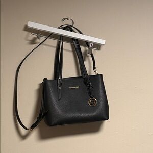 Michael Kors Black Shoulder Bag with Gold Accents